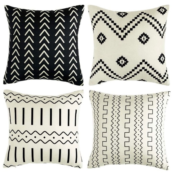 Set of 4 Modern Boho Geometric Throw Pillow Covers - Picture 3 of 5